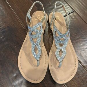 Material Girl Gold Rhinestone Sandals